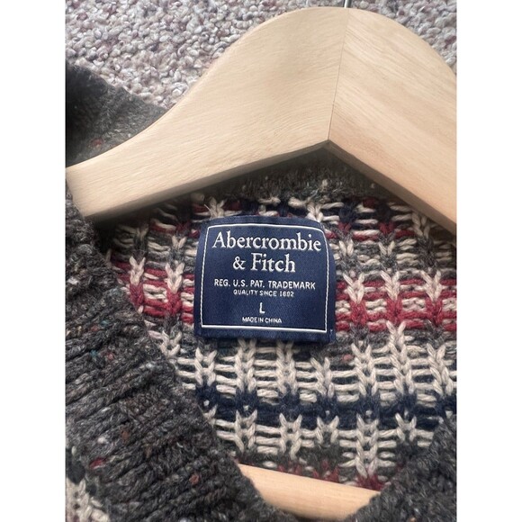 Abercrombie And Fitch Men’s Sweater Size Large V- Neck Marino Wool Blend - Picture 5 of 6